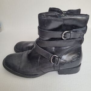 Born Leather McMillan Black Ankle Boots Booties 8M